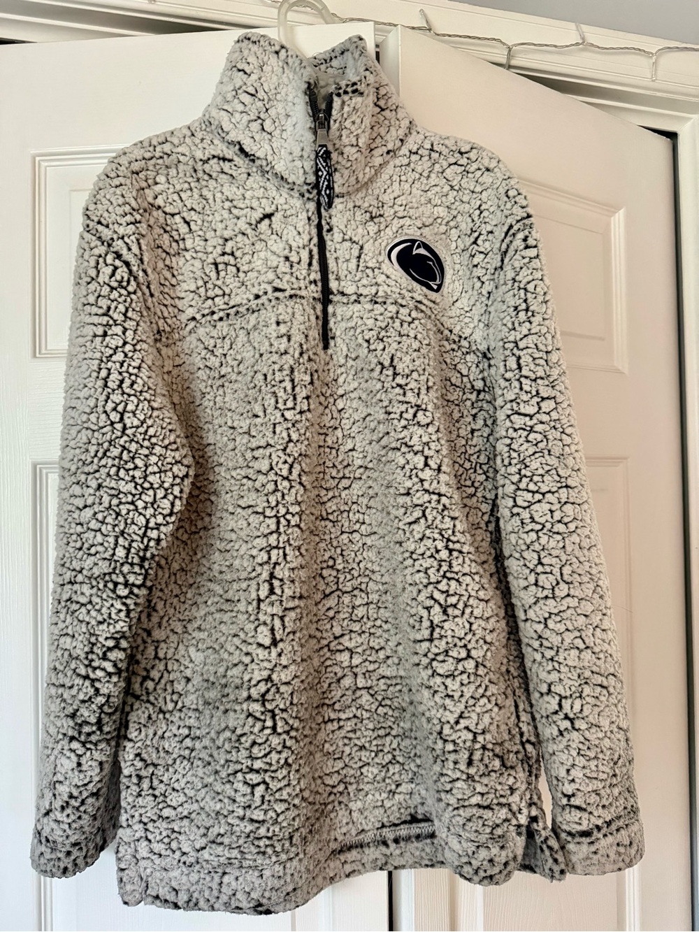 Penn State Boxercraft Light Gray Sherpa Half-Zip Pullover with Penn State Patch